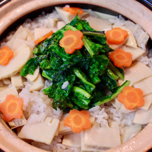 【レシピ】筍と菜の花のオリーブ炒め御飯