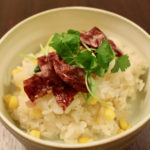 サルチチョン・イベリコ・ベジョータと玉蜀黍のご飯の作り方_完成