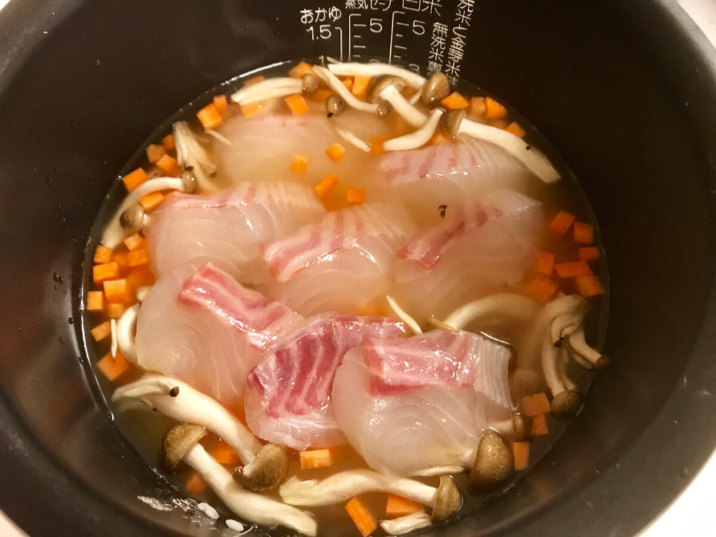 真鯛と菊花のご飯、オリーブオイル風味のレシピ_3