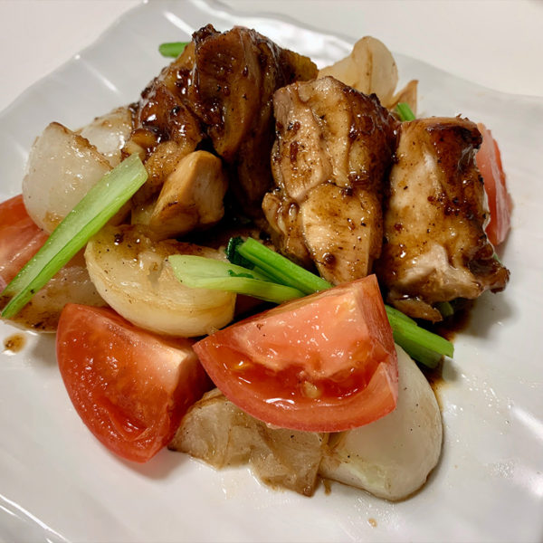 【レシピ】小蕪とトマトの照り焼きチキン
