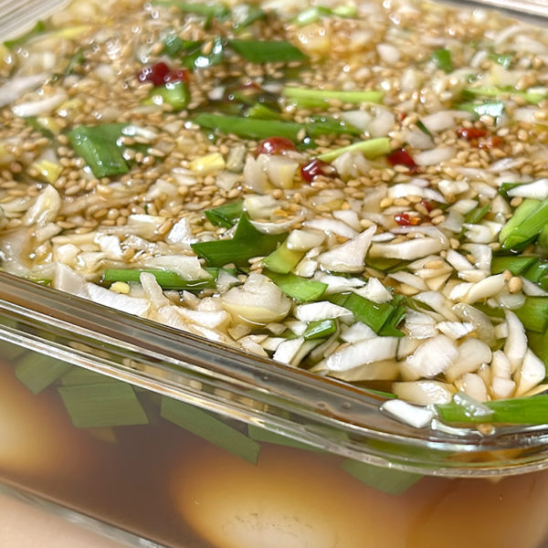 【レシピ】半熟卵のニラだれ漬け