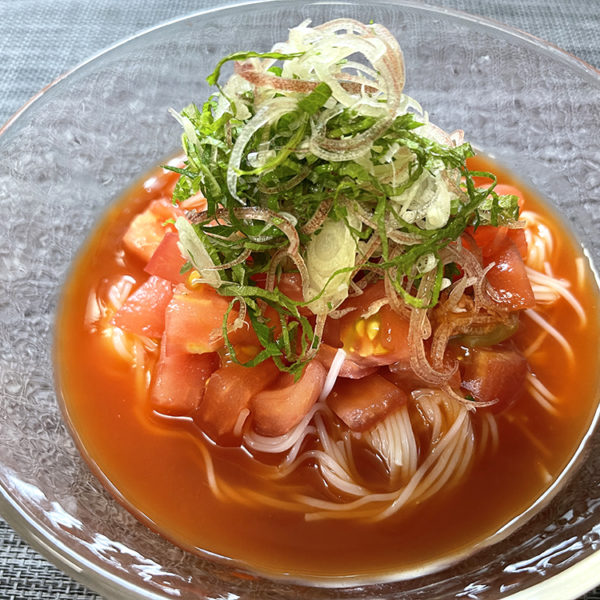 【レシピ】冷製オリーブトマトそうめん