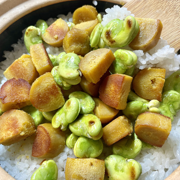 【レシピ】そら豆とカラスミご飯